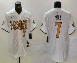Men%27s New Orleans Saints #7 Taysom Hill Number White Nola Baseball Jersey